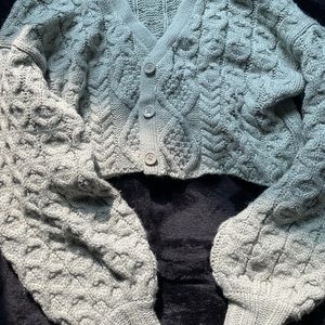 Fashion Nova Cropped Light Green Cardigan Sweater